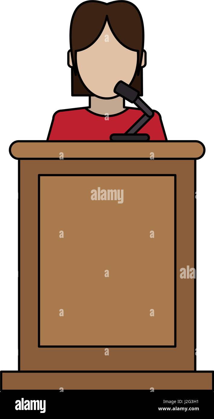 Graphique couleur personne sans visage dans les tribunaux avec microphone Illustration de Vecteur