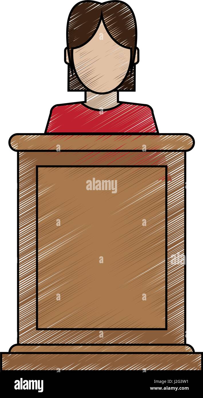 Couleurs flou stripe de personne sans visage dans les tribunaux avec microphone Illustration de Vecteur