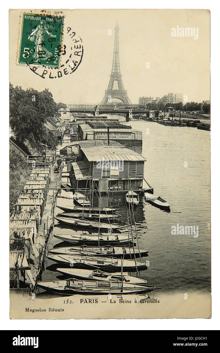Vintage Rare Carte Postale Avec Vue Sur Tour Eiffel A Paris France Vers 1900 Photo Stock Alamy