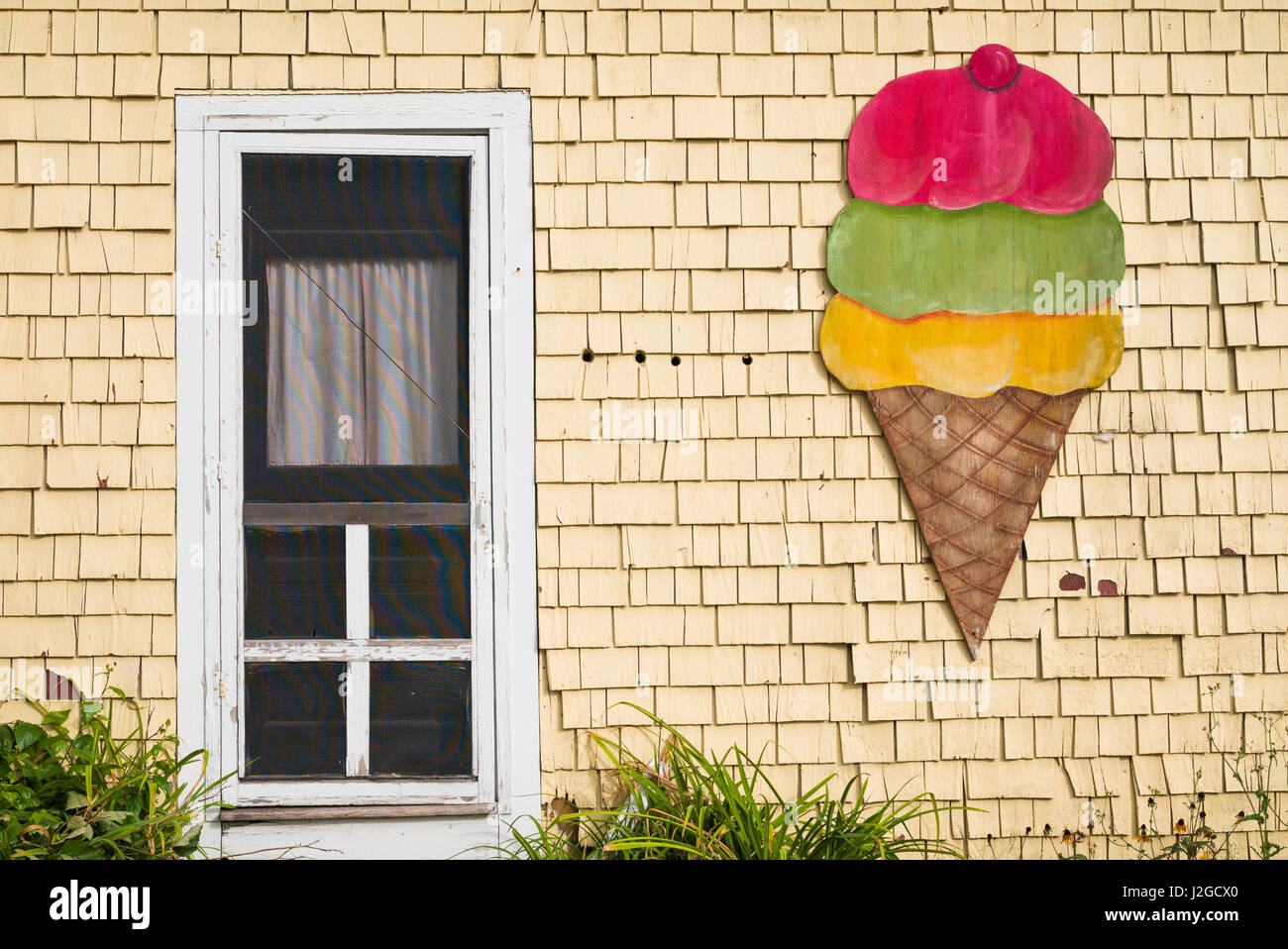 USA (Maine), CAPE NEDDICK, ice cream cone-mural Banque D'Images