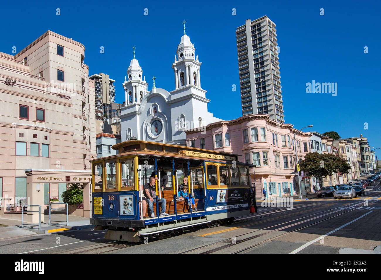 Télécabine sur Mason Street à San Francisco, Californie, USA Banque D'Images