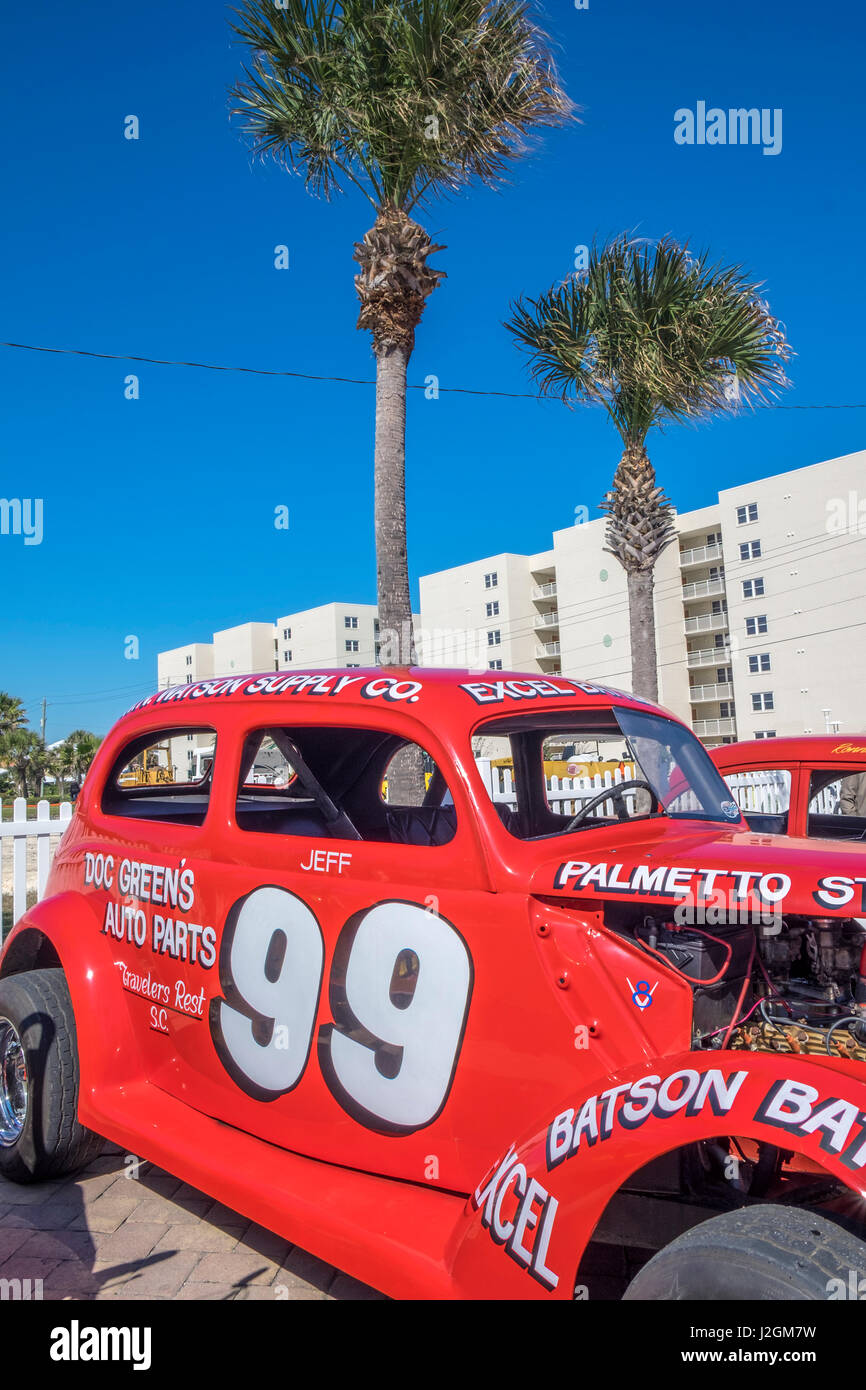 Les voitures NASCAR antiques nord, tourner, Ponce Inlet, Florida, USA Banque D'Images