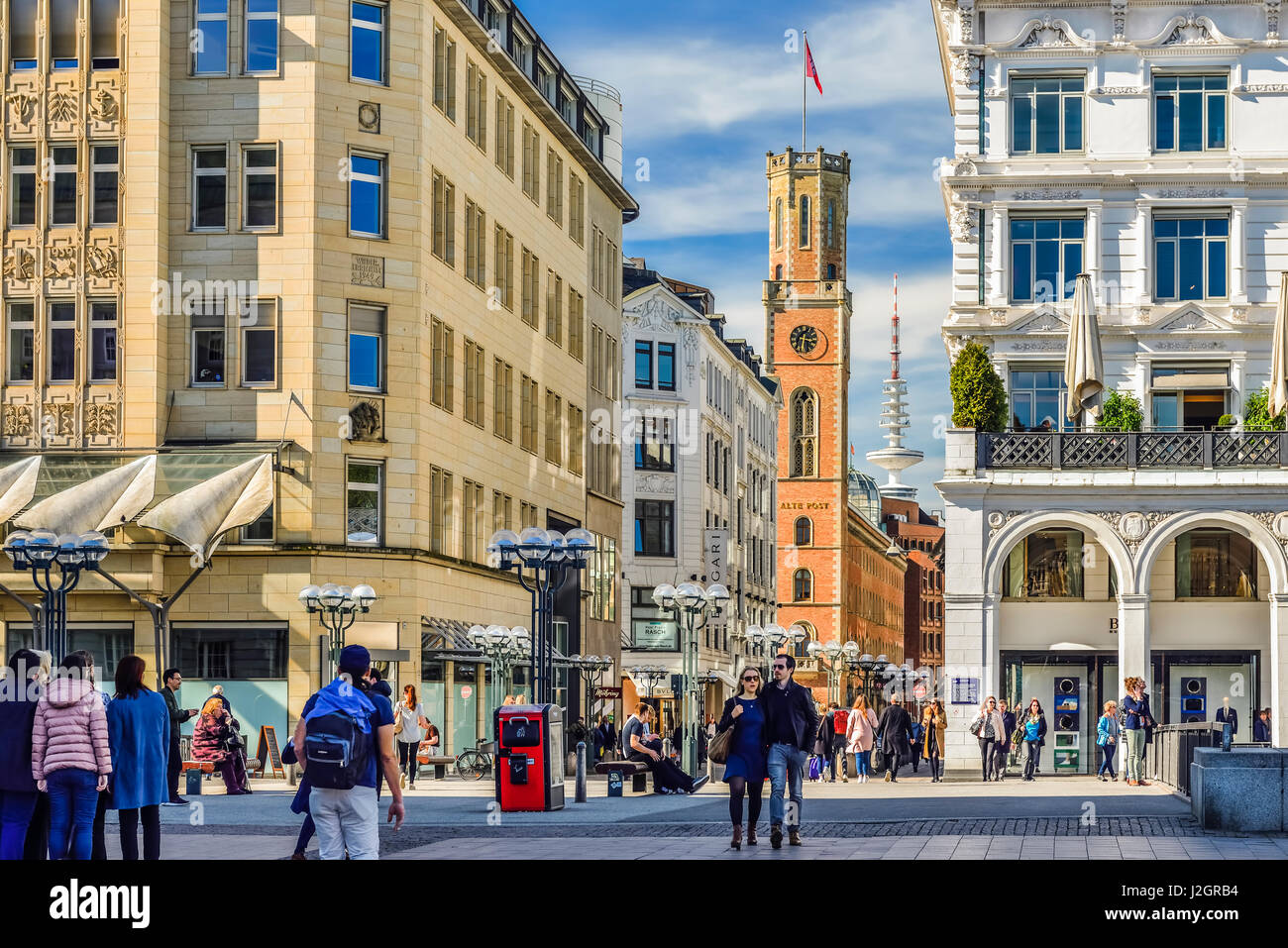 Rathausmarkt et arcades de l'Alster à Hambourg, Allemagne Banque D'Images