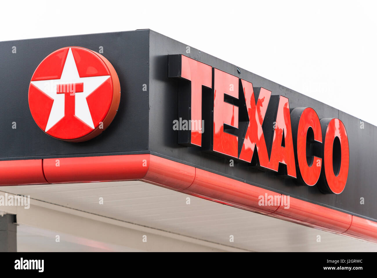 La station essence Texaco au logo Banque D'Images