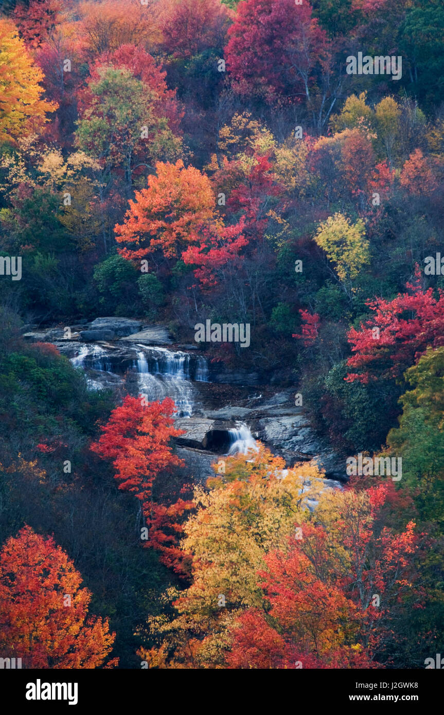 USA, New York, des montagnes Adirondack. Les arbres d'automne et de cascades. En tant que crédit : Nancy Rotenberg / Jaynes Gallery / DanitaDelimont.com Banque D'Images