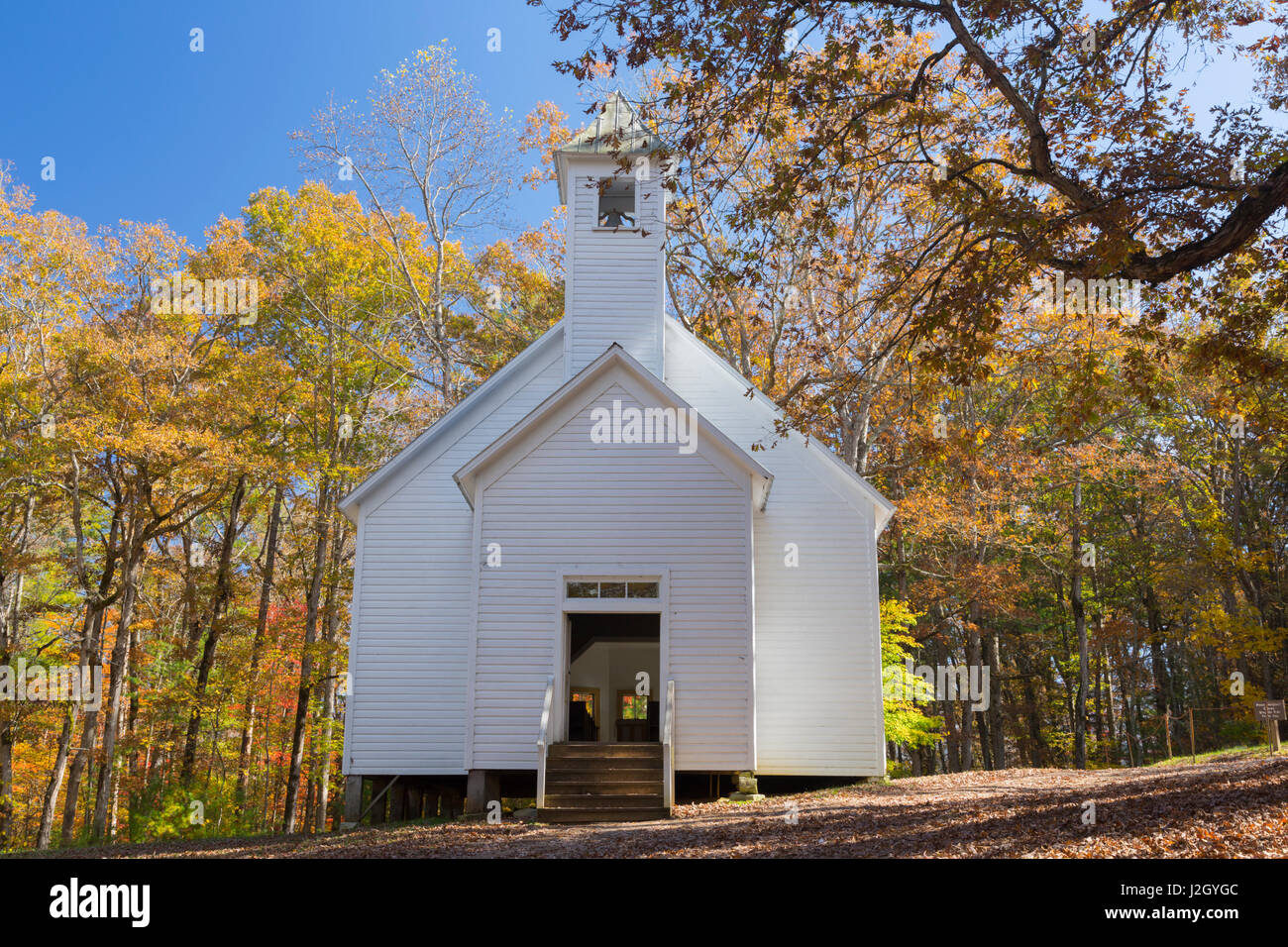 New York, Great Smoky Mountains National Park, la Cades Cove, Missionary Baptist Church, construit 1915 Banque D'Images