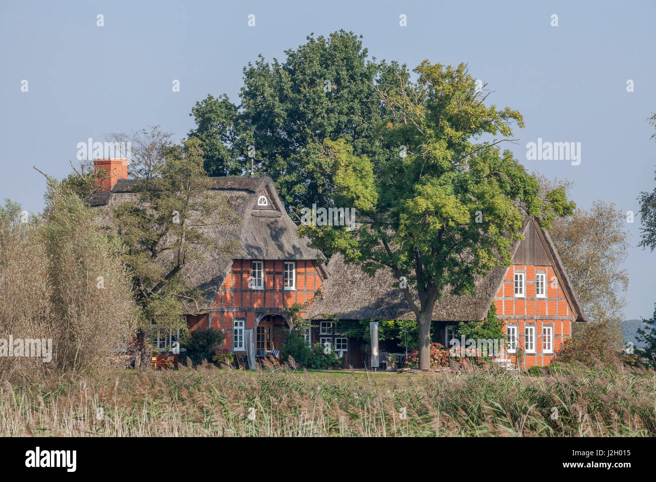 Haus am Wuemmedeich Blockland Brême, gi, Deutschland, Europa I Longére à fleuve Wuemme -Blocklandg à Brême, Bremen, Germany, Europe Banque D'Images