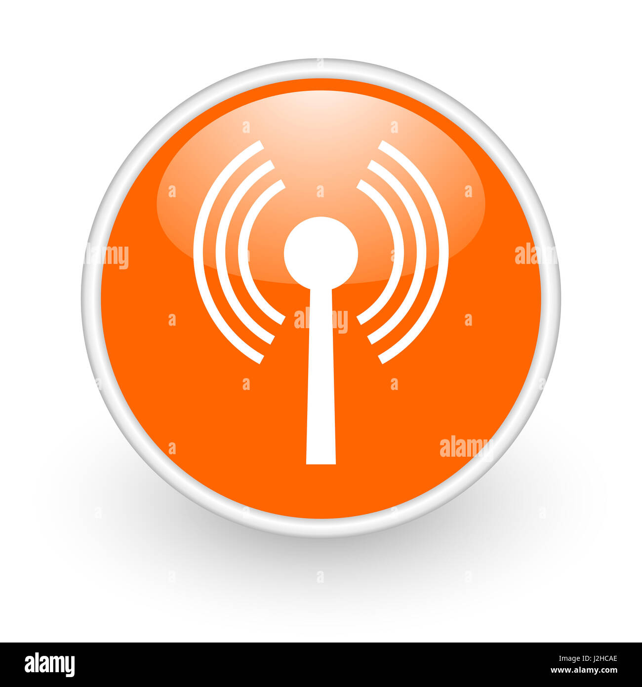 Design moderne Wifi orange brillant icône web sur fond blanc. Banque D'Images