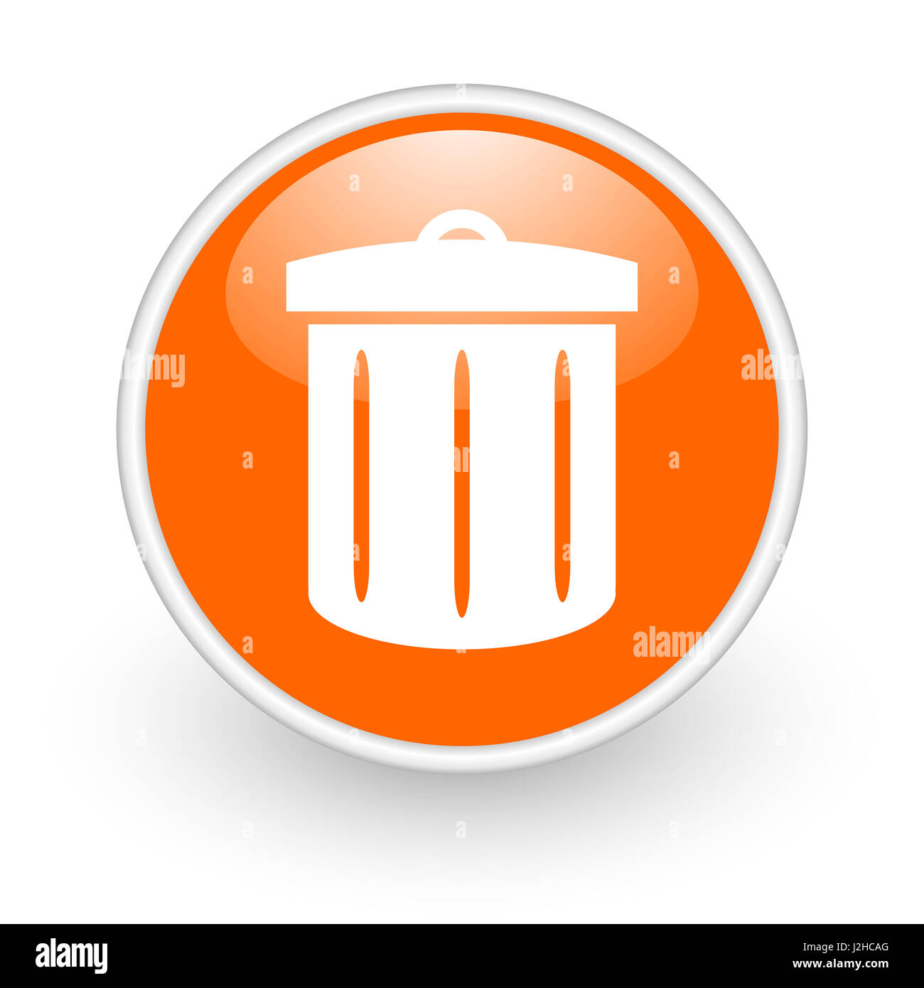 Recycler un design moderne orange brillant icône web sur fond blanc. Banque D'Images