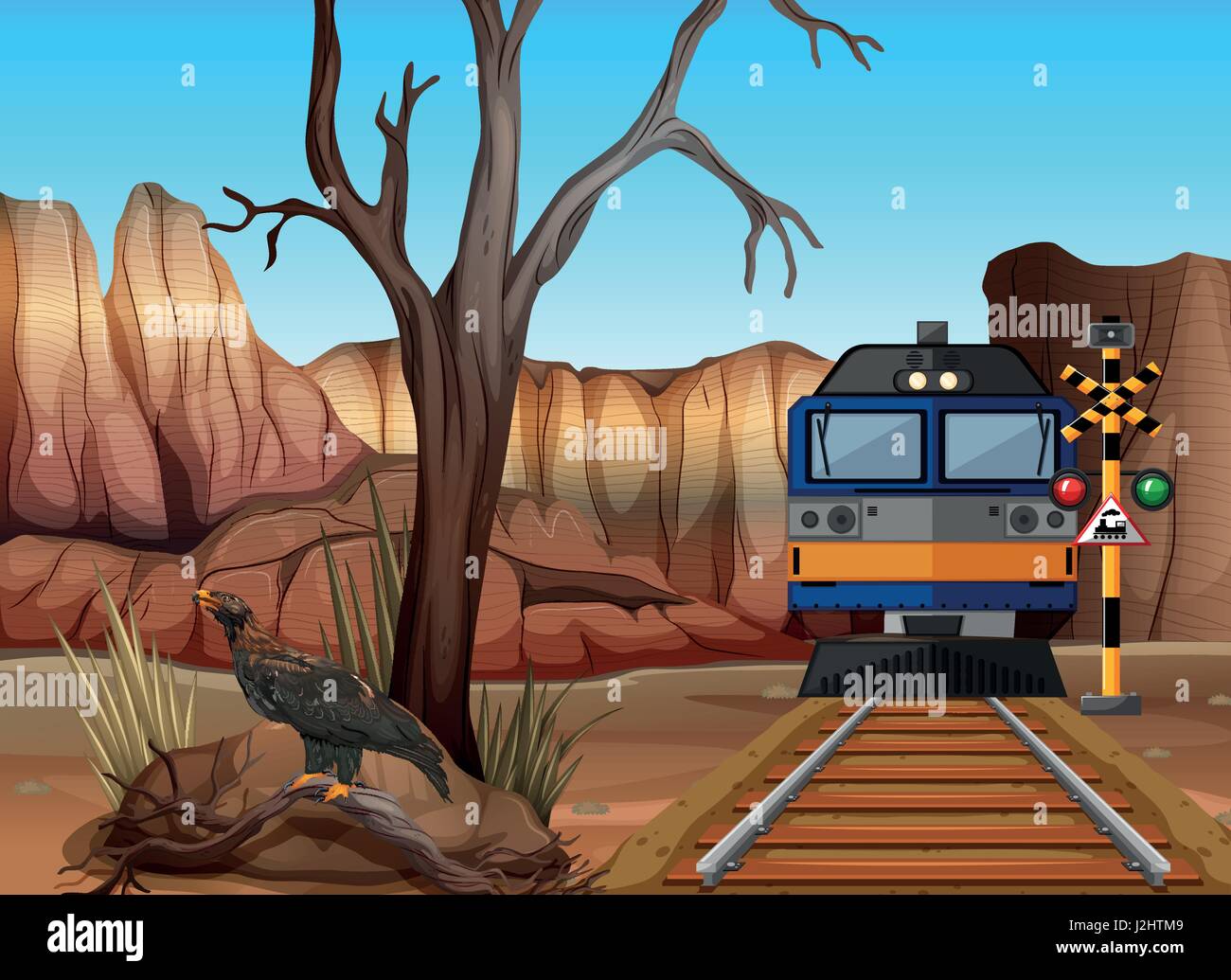 Voyage en Train à travers l'illustration de canyons Illustration de Vecteur