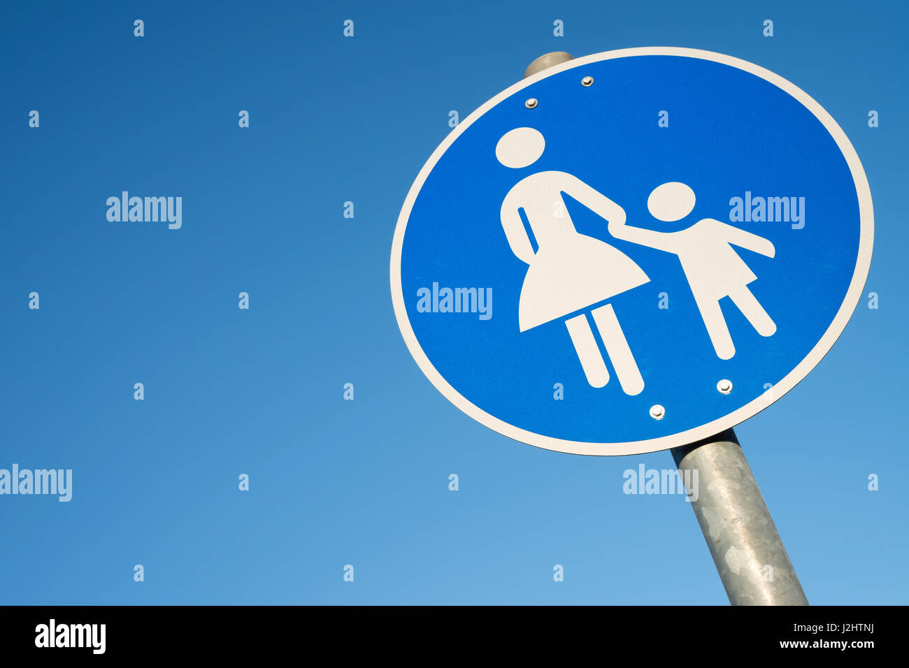 German road sign : piétonnière Banque D'Images