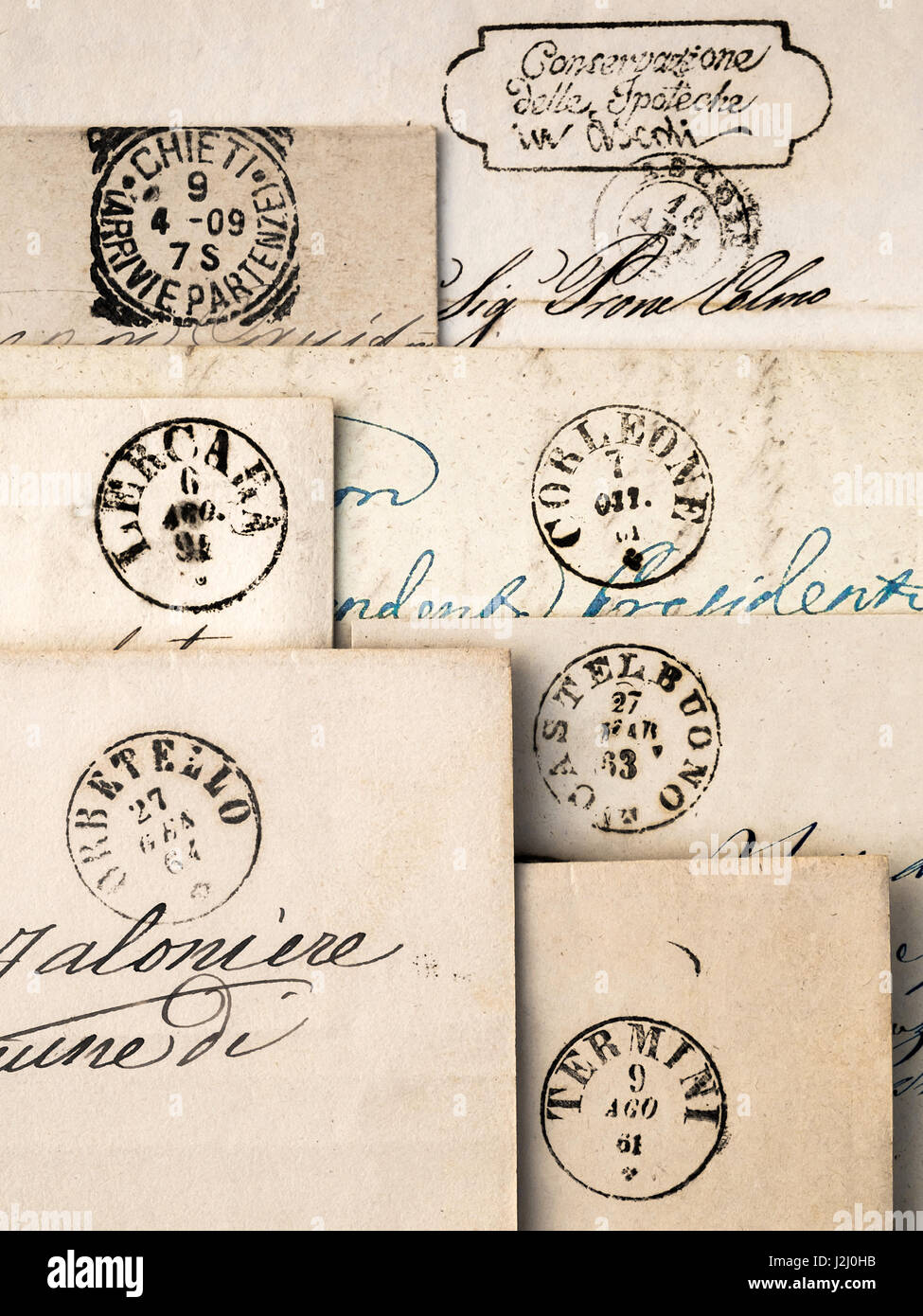 Début du 19ème siècle italien écrit à la main les enveloppes. Banque D'Images