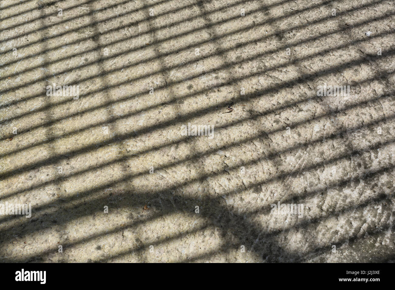 Résumé ombre de grille de métal sur la surface de plancher de béton. Banque D'Images