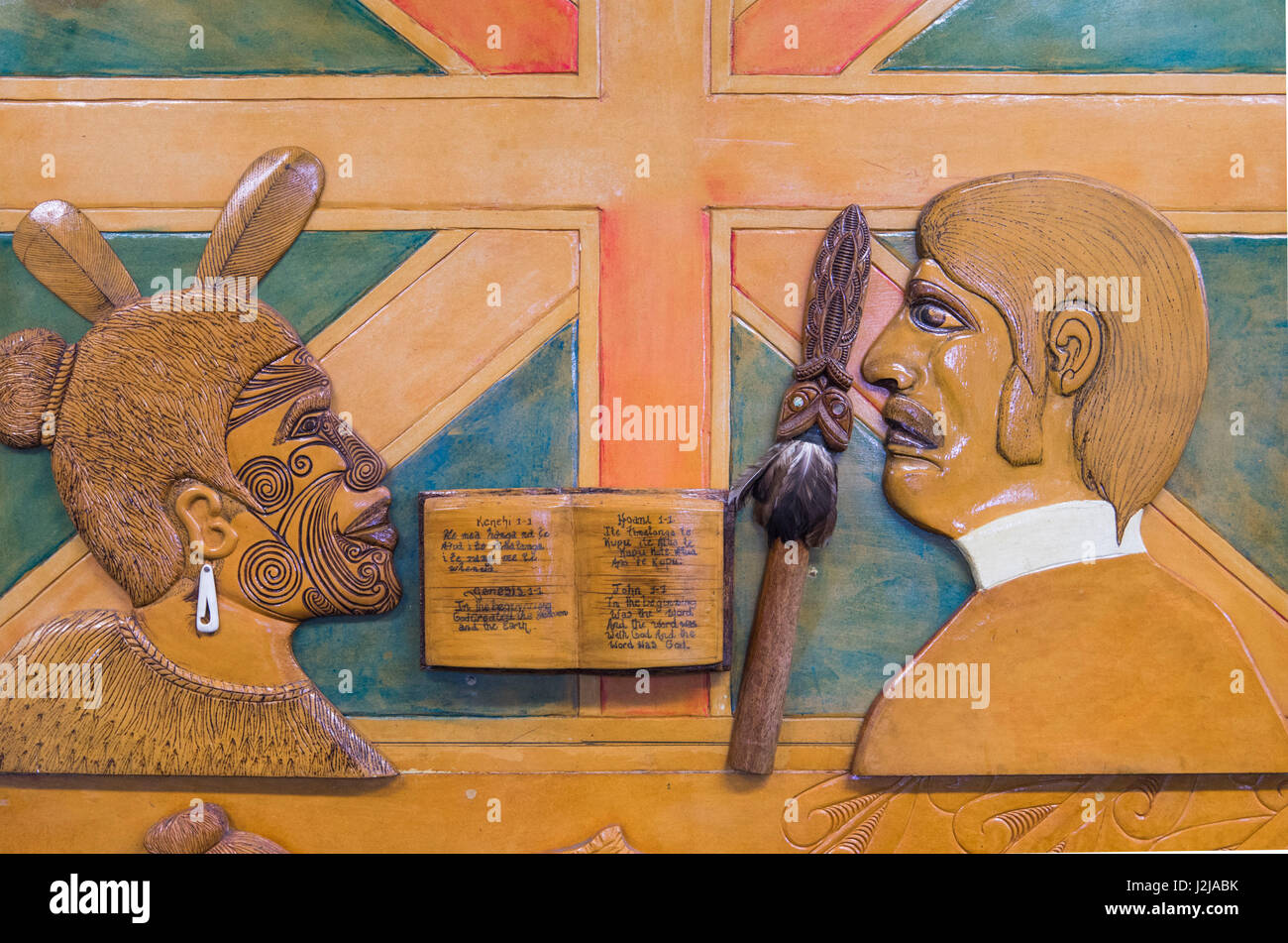 Nouvelle Zélande, île du Nord, Matamata, secours de guerre Maori Banque D'Images