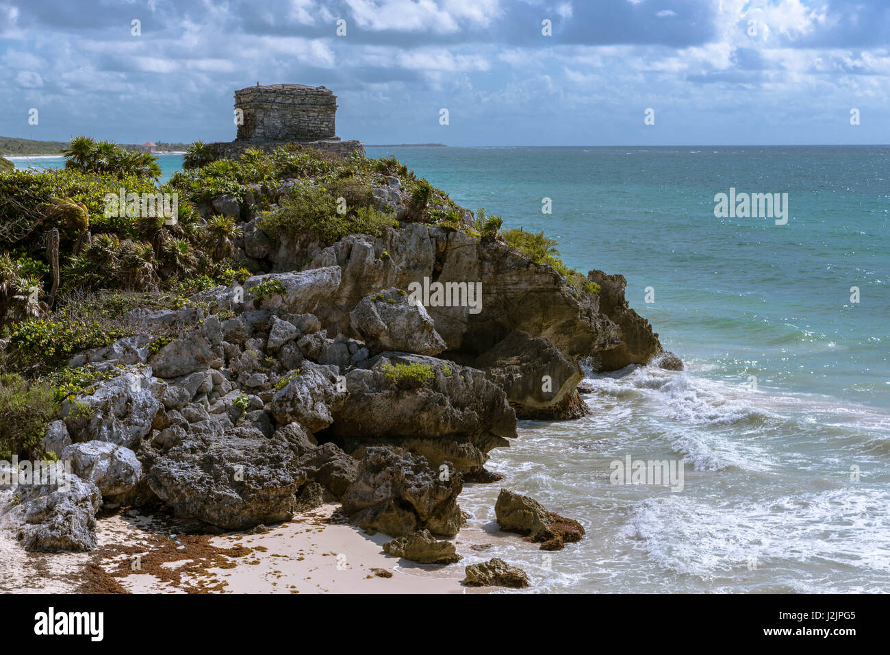 Templo del Dios Viento ('Dieu des vents Temple'), qui fait partie de la Groupe Kukulcán, le nom de sa base ronde Banque D'Images