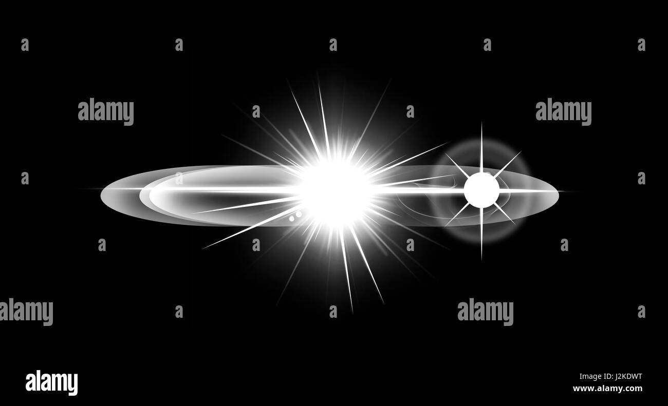 Reflets de lumière optique et Star, Effet Flash réaliste avec feux scintillants Banque D'Images