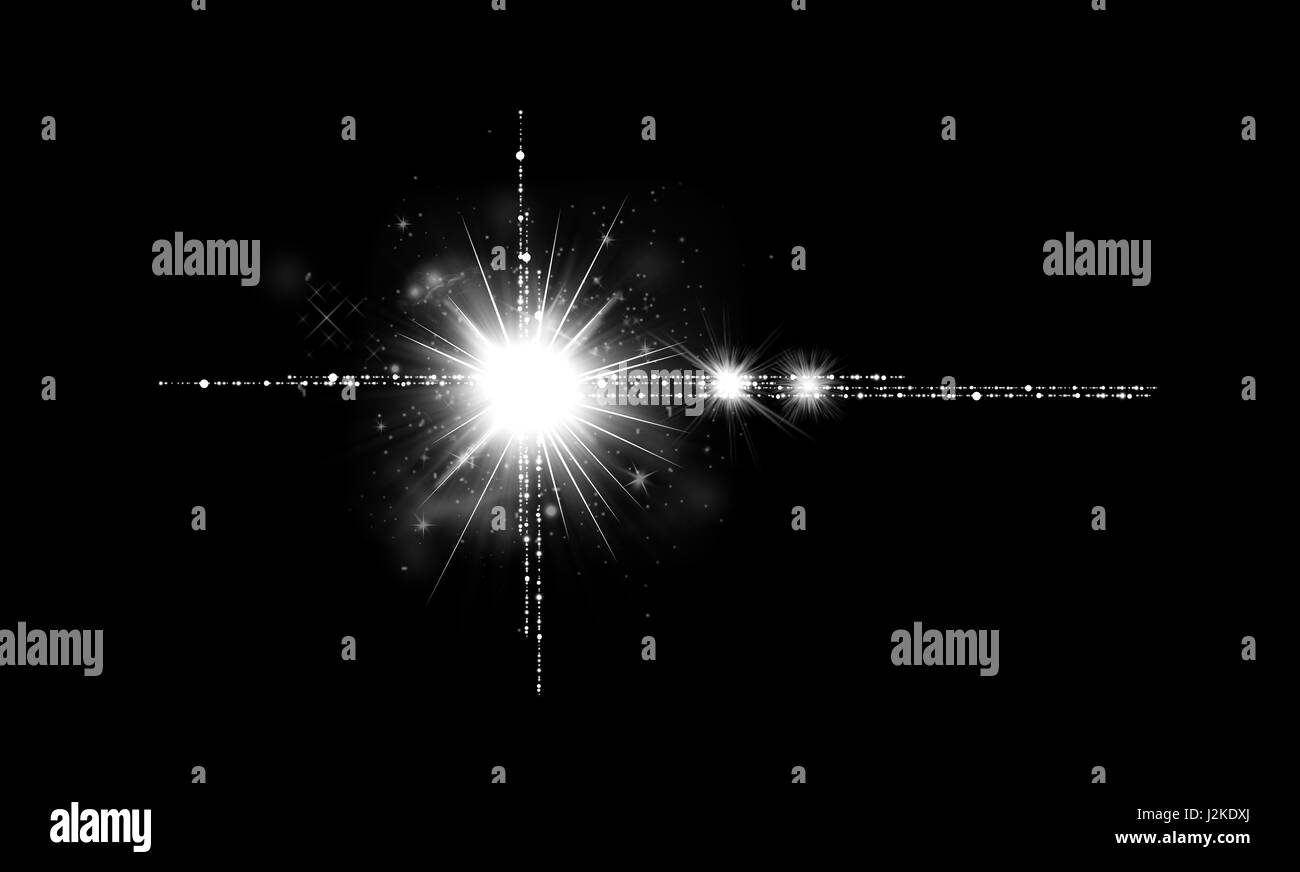 Reflets de lumière optique et Star, Effet Flash réaliste avec feux scintillants Banque D'Images