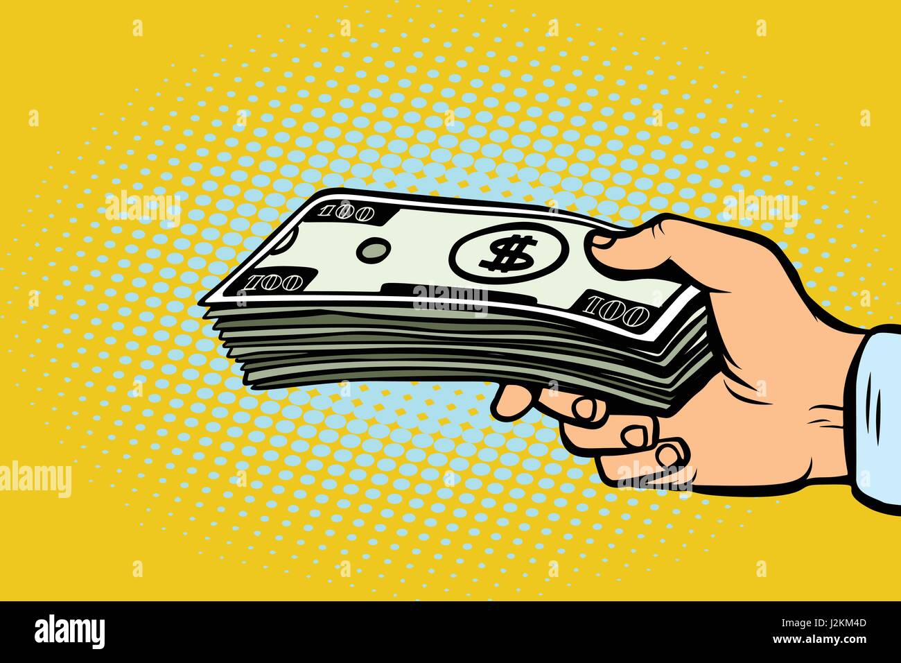 Pile de dollars dans la main, un pot-de-vin Illustration de Vecteur