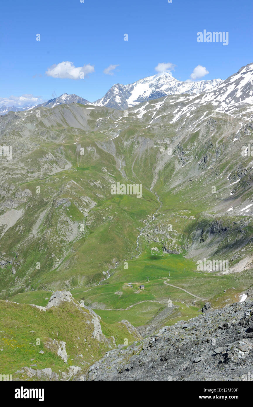 France, Savoie, Vanoise, La Plagne, donnant sur de la roche de Mio (2700m) Banque D'Images