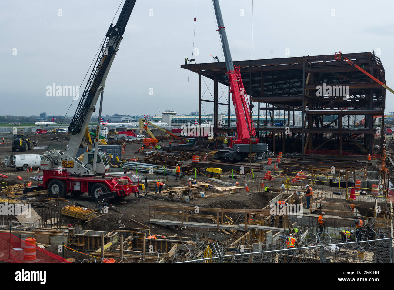 L'aéroport LaGuardia Construction de nouveau Terminal Building, New York Banque D'Images