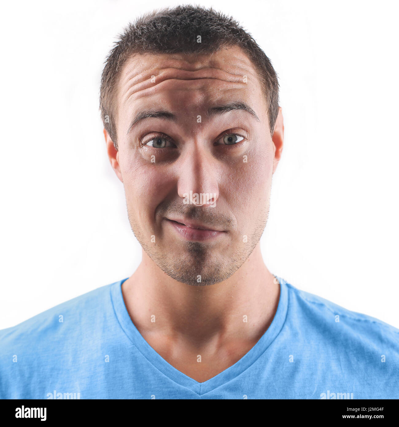 Faire de l'homme incertain face Banque D'Images