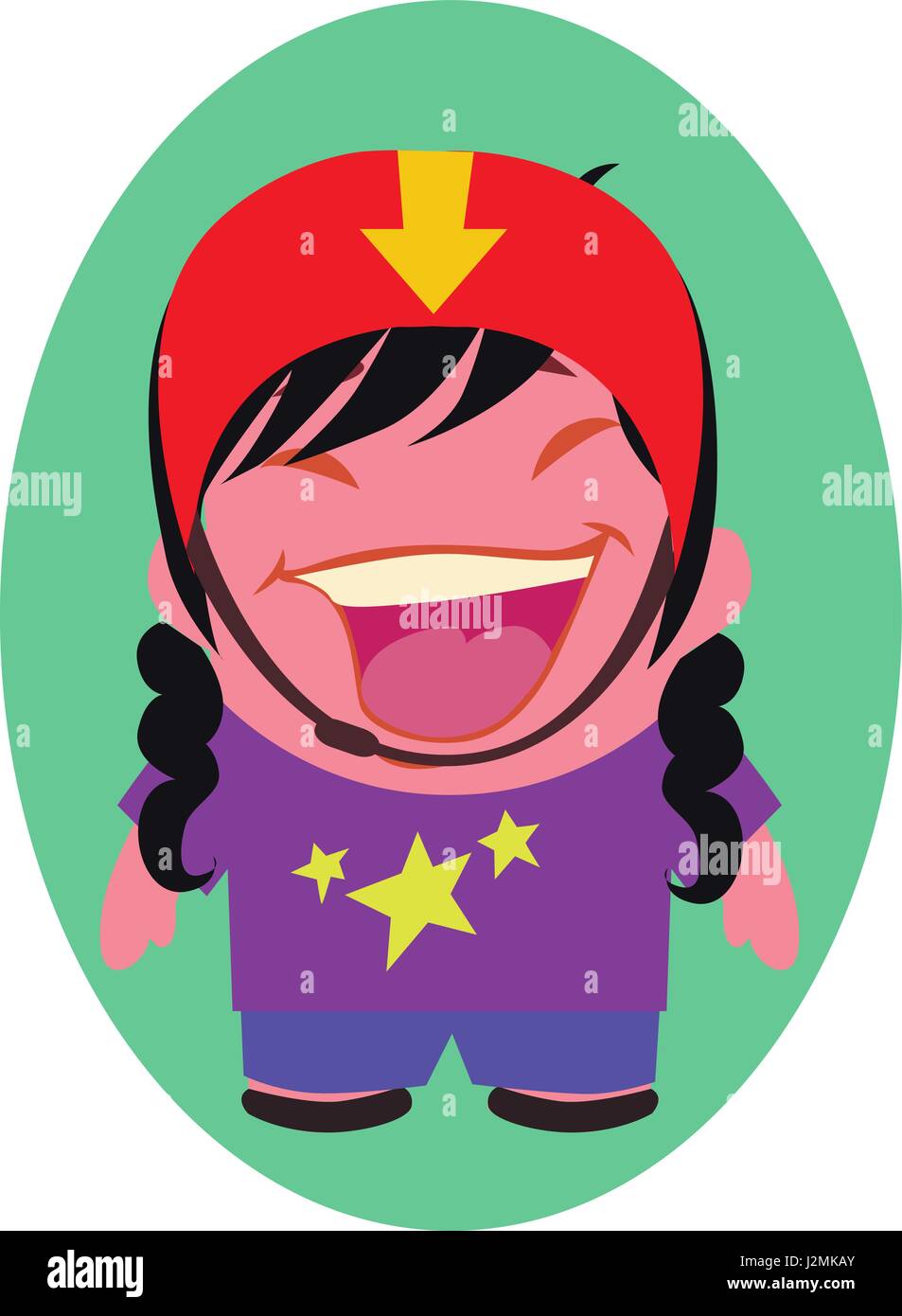 Rire et sourire Jeune femme drôle Avatar de petite personne Personnage dans Télévision Vector Illustration de Vecteur