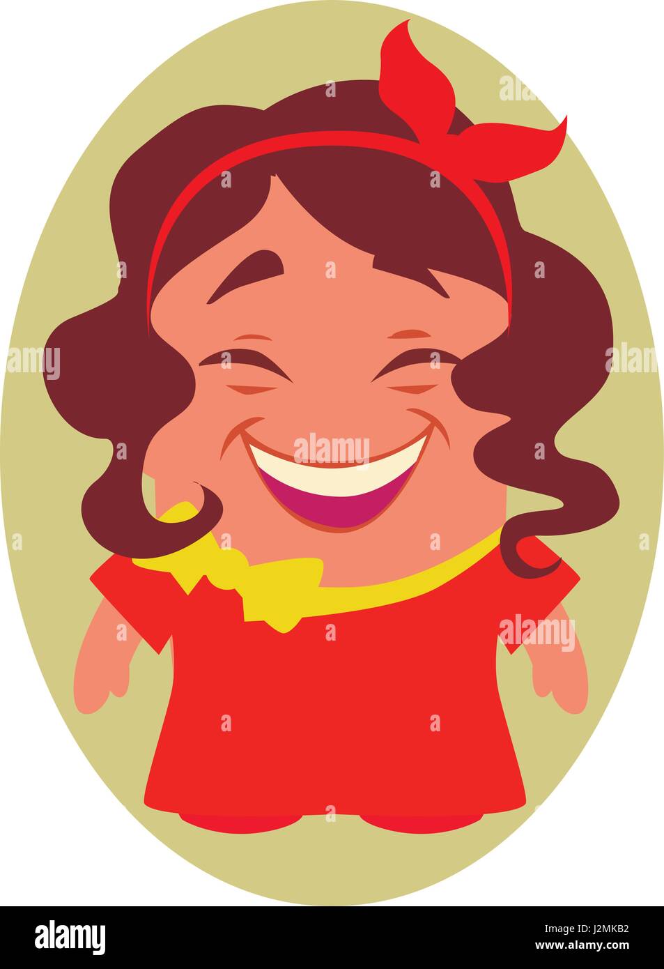Rire et sourire, heureux jeune dame Avatar de petit personnage de télévision Vector Illustration de Vecteur
