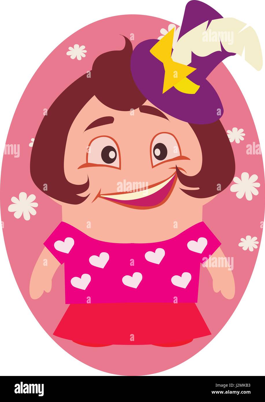 Rire et sourire Jeune femme drôle - Avatar de petit personnage de télévision Vector Illustration de Vecteur