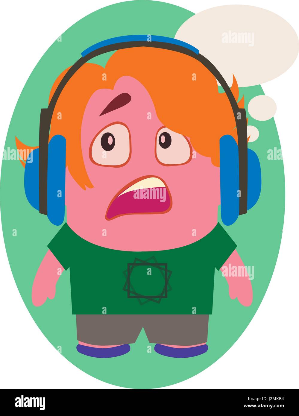 Inquiet et préoccupé, Funny Geek Avatar de petit personnage de télévision Vector Illustration de Vecteur