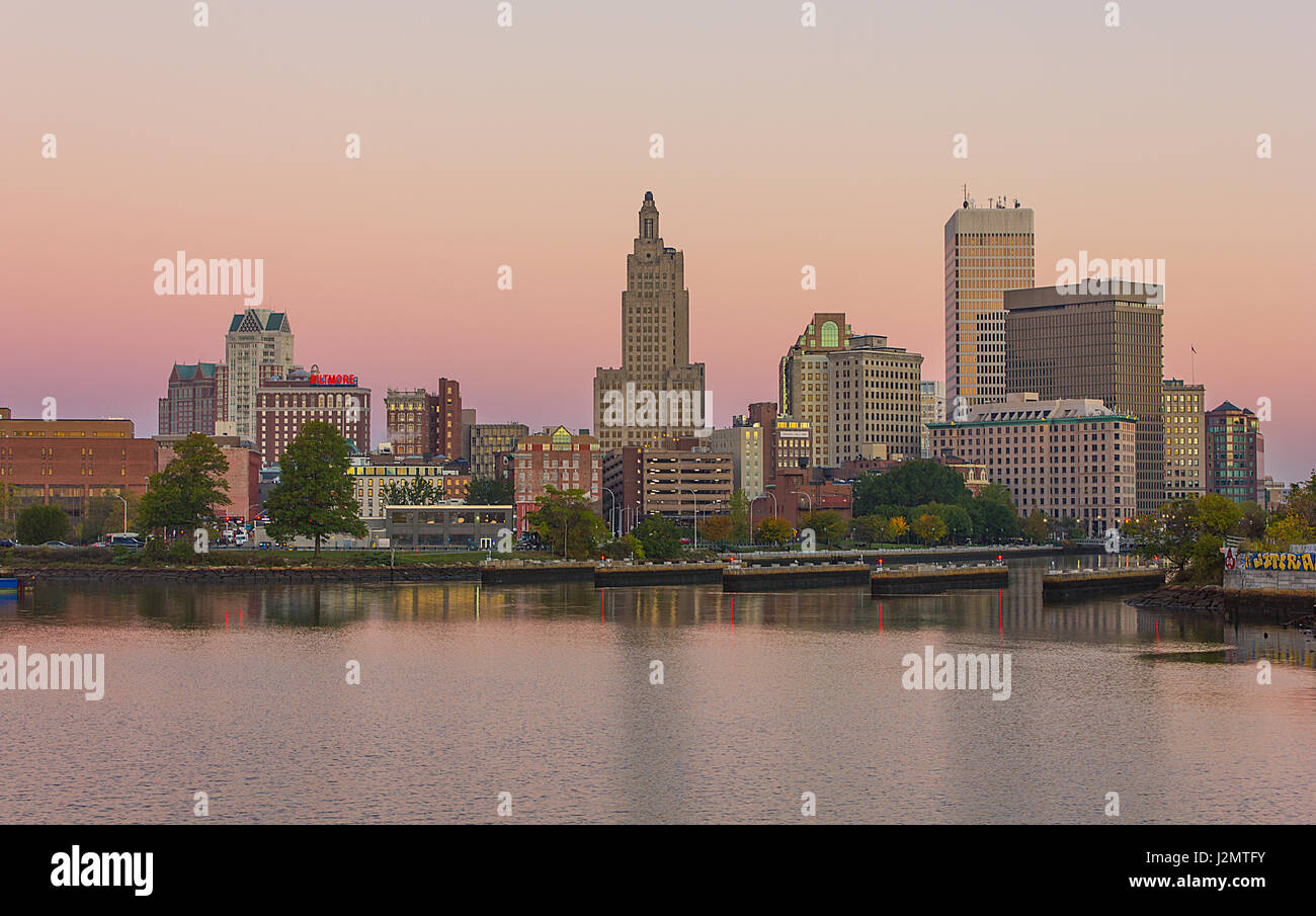 Providence, Rhode Island au lever du soleil Banque D'Images