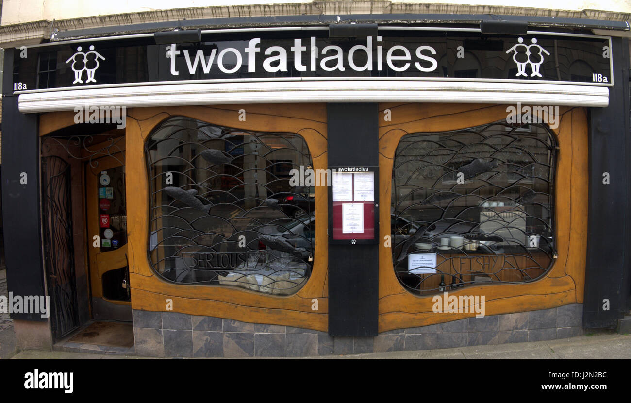 Deux gros Mesdames restaurant Glasgow Banque D'Images