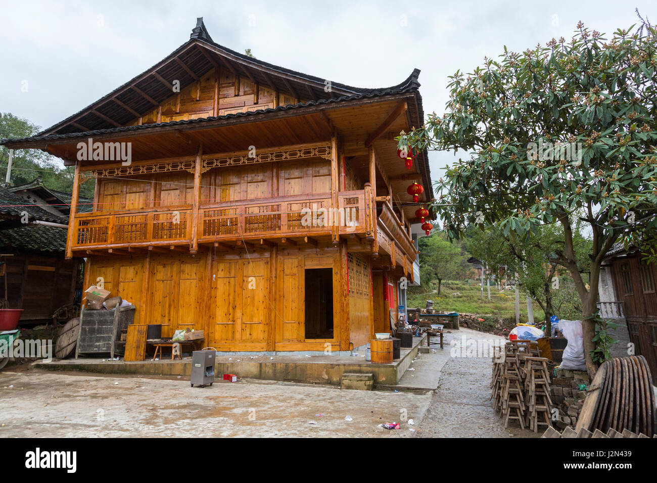 Matang, Village Gejia du Guizhou, en Chine. Maison privée dans le village. Banque D'Images