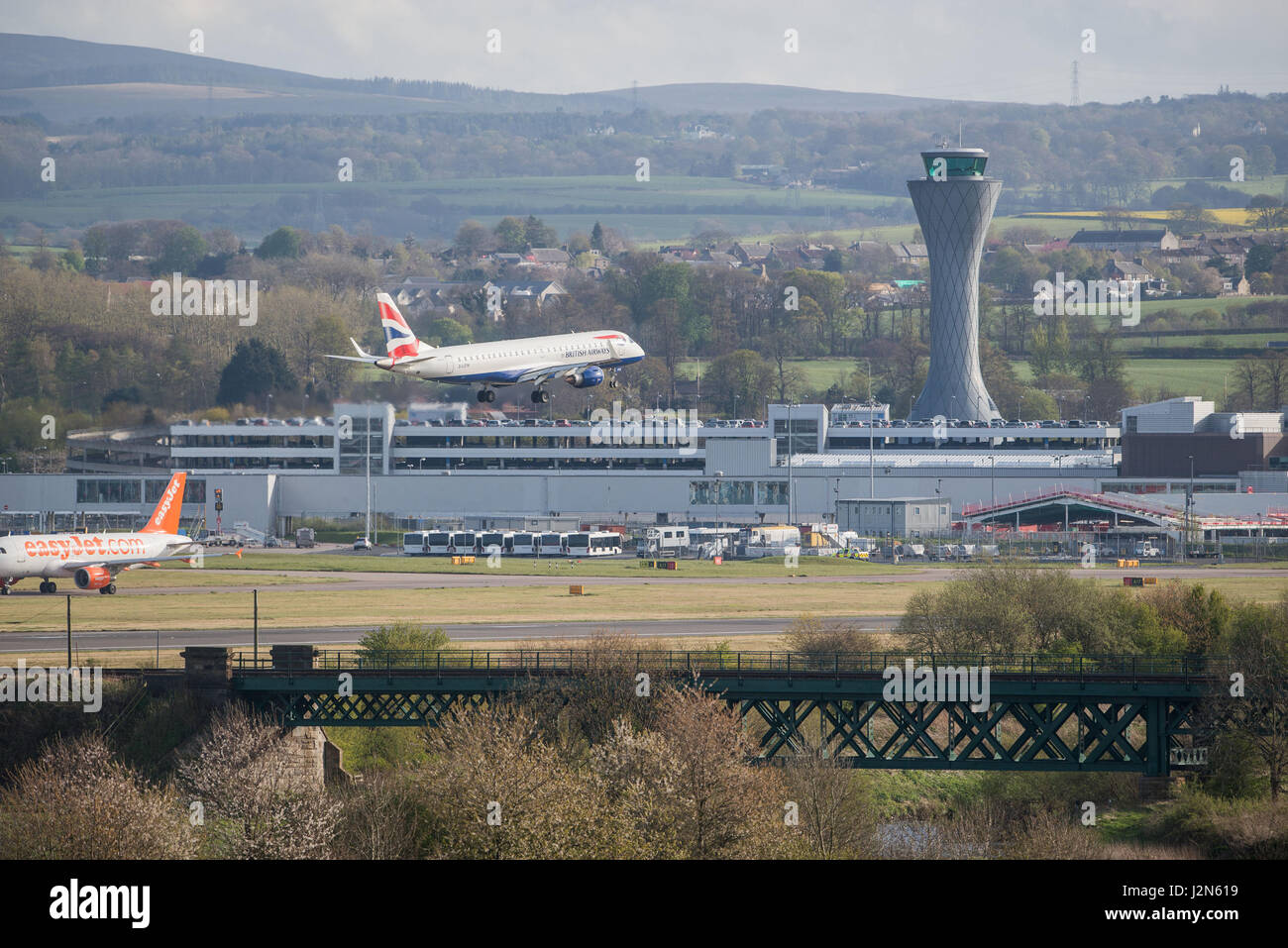 Piste d'atterrissage de l'aéroport d'Édimbourg GV, Banque D'Images