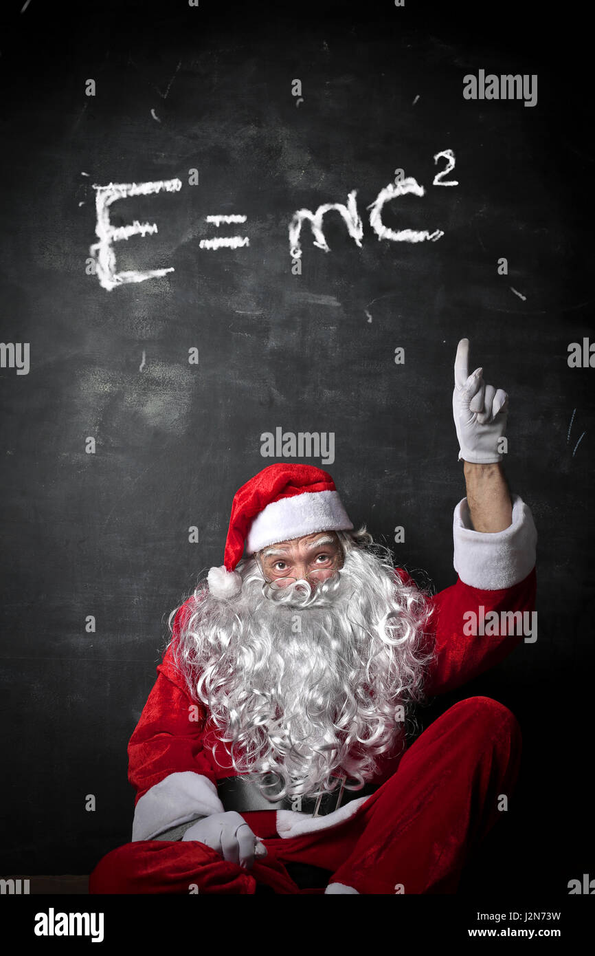 Père Noël avec la théorie de la relativité Banque D'Images