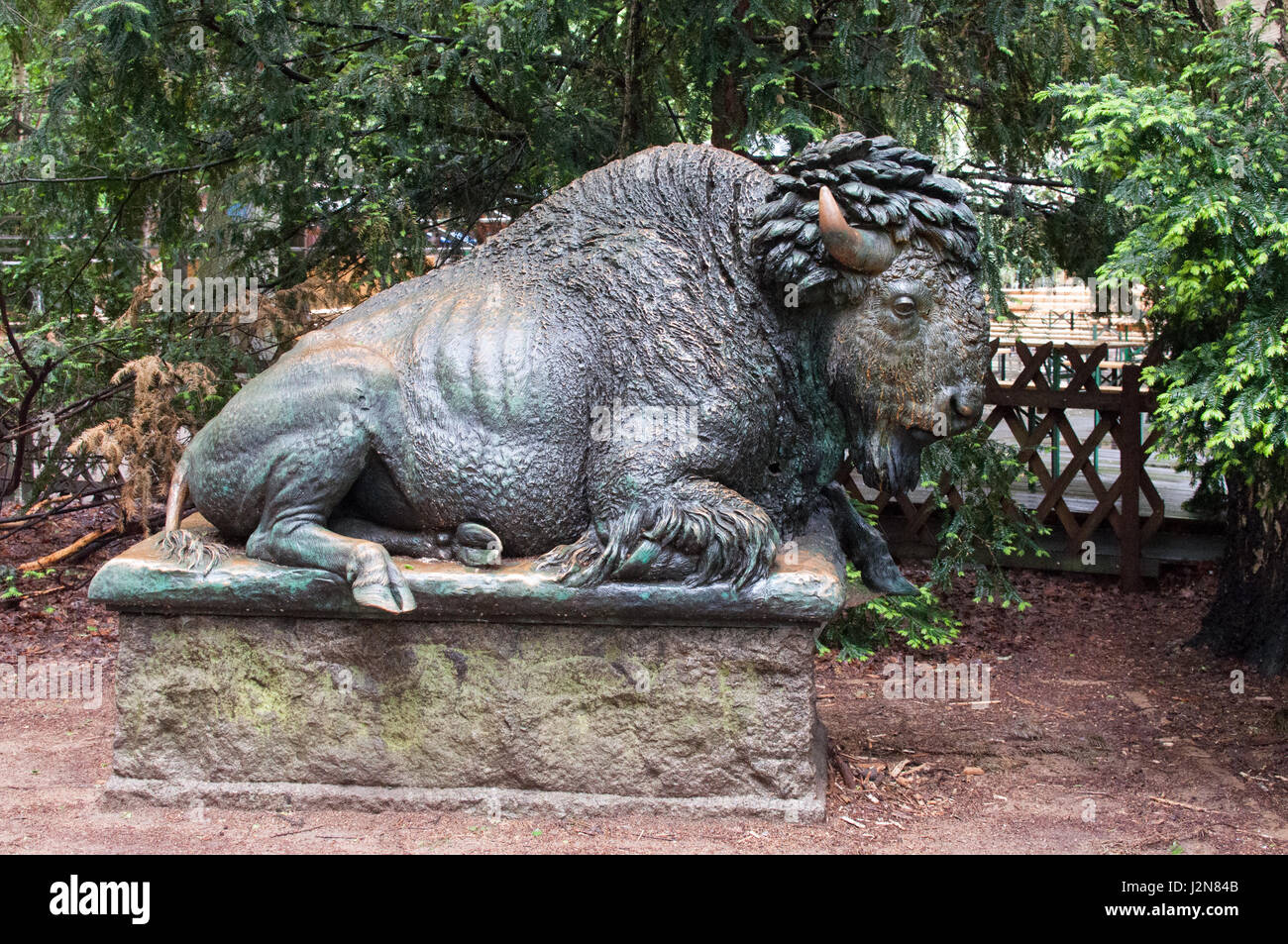 Bison-Skulptur von Rudolf Siemering im Großen Tiergarten, Berlin Banque D'Images