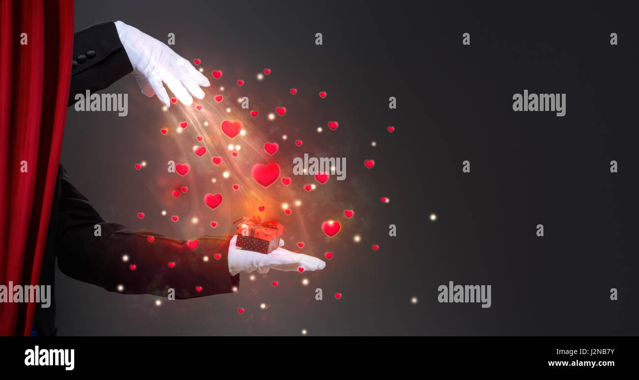 Magicien part de cadeau surprise, Valentine's Day Banque D'Images