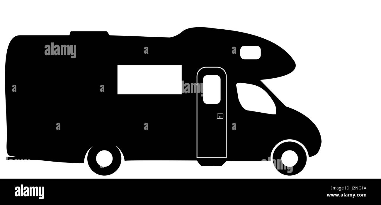 De taille moyenne, un camping-car RV isolé sur fond blanc Banque D'Images