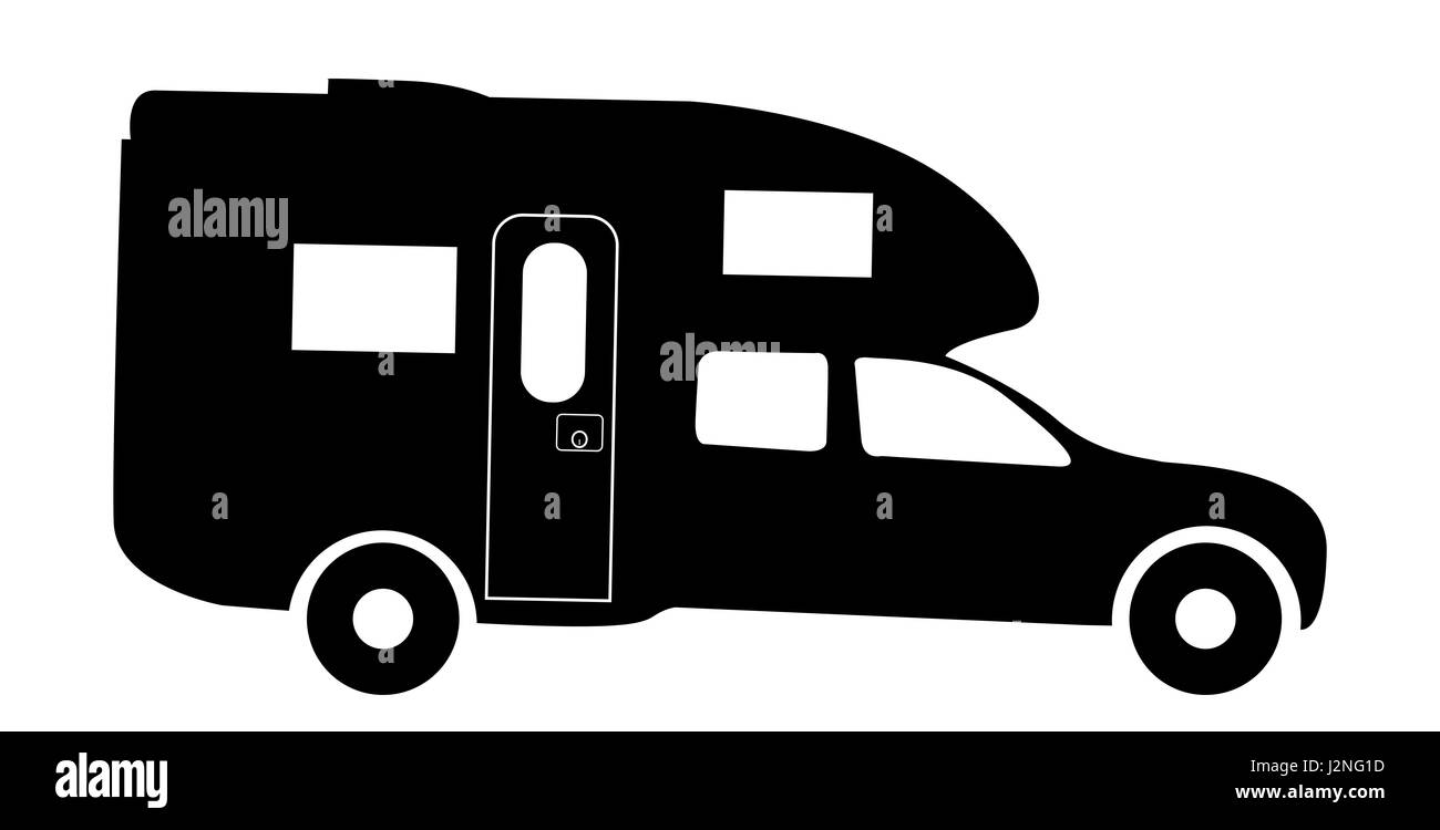 Un camion rv camping-van ossature isolé sur fond blanc Banque D'Images