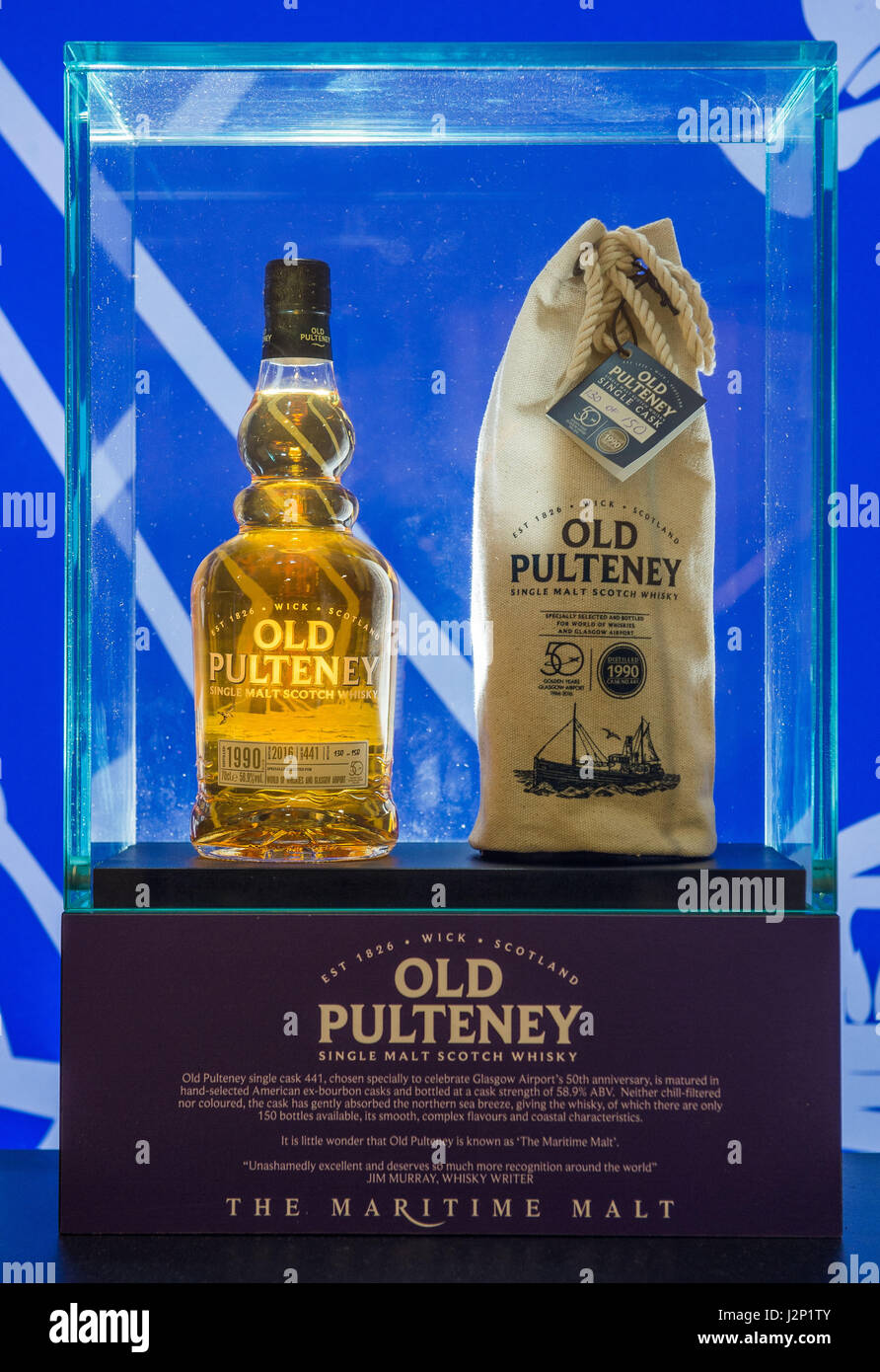 Old Pulteney, aéroport de Glasgow, World of Whiskies Banque D'Images