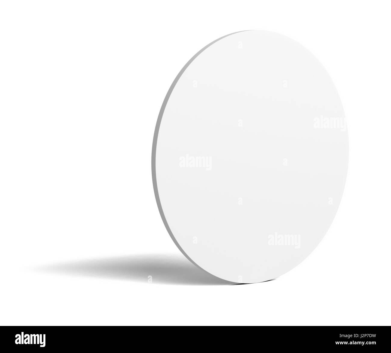 Carte vierge ronde blanche sur fond blanc Banque D'Images