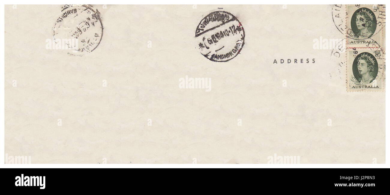 Retour d'une vieille carte postale de 1964.old postcard isolé sur le fond blanc. Peut être utilisé comme arrière-plan Banque D'Images