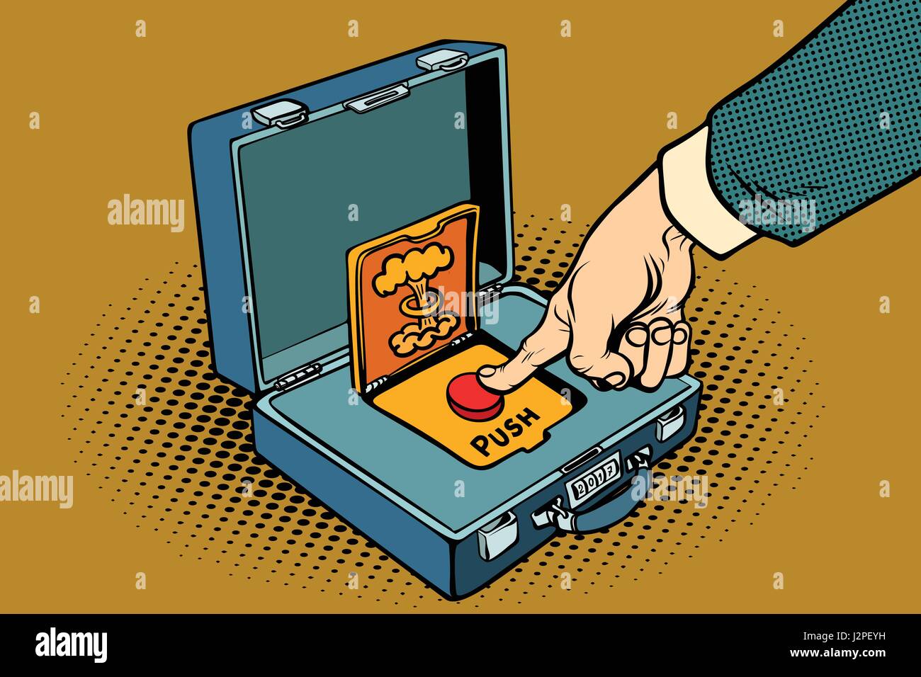 Appuyez sur le bouton rouge de sûreté nucléaire Illustration de Vecteur