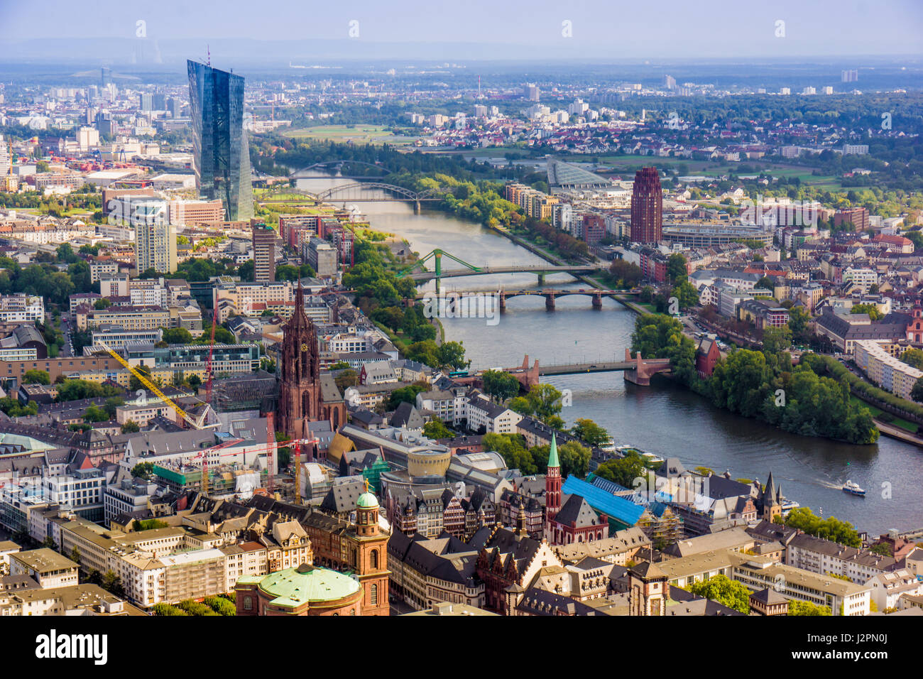 Vue de l'horizon de Francfort du Maintower à Francfort, Allemagne Banque D'Images