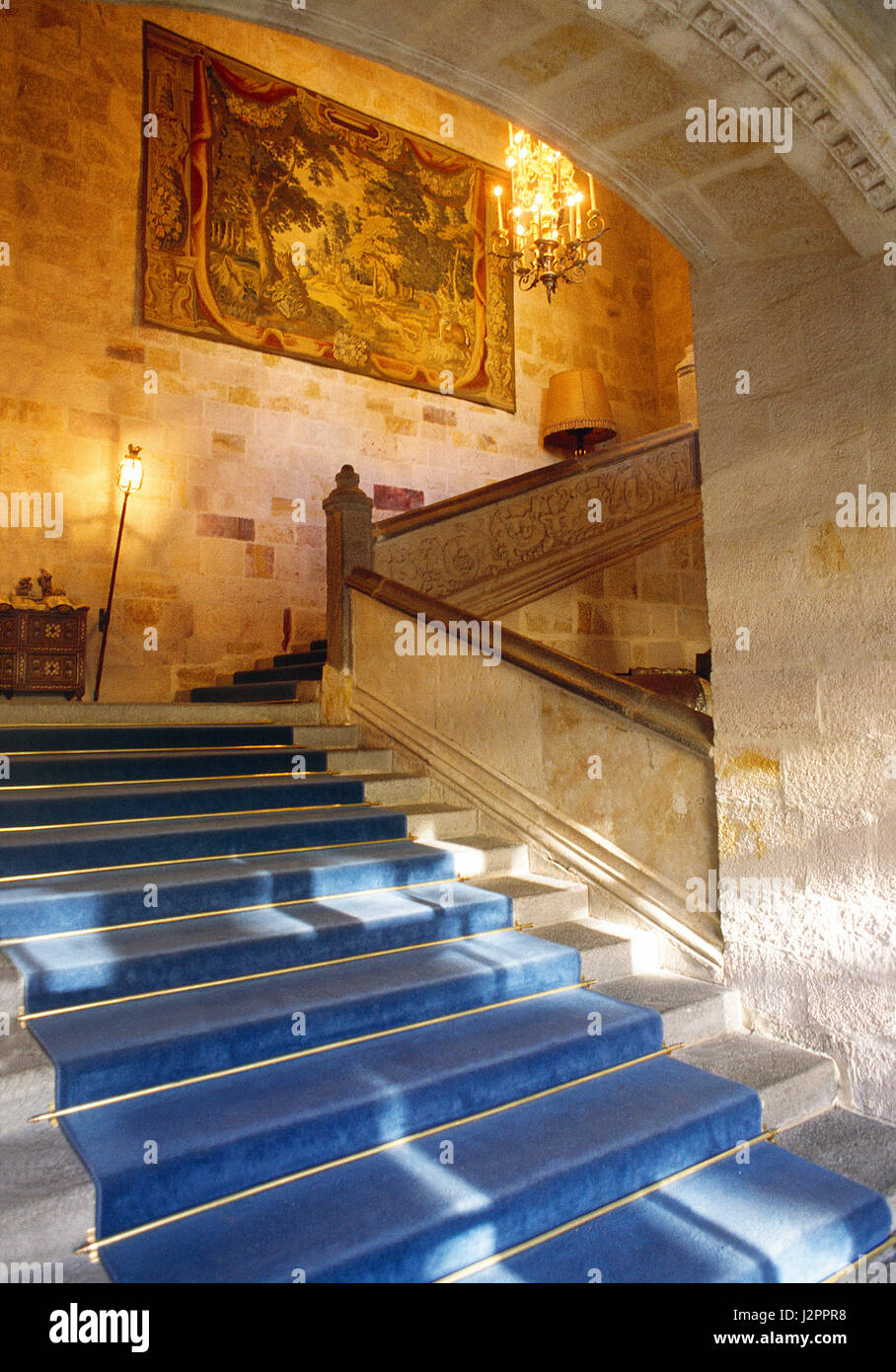 Escalier. Parador de Zamora, Castille, Leon, Espagne. Banque D'Images