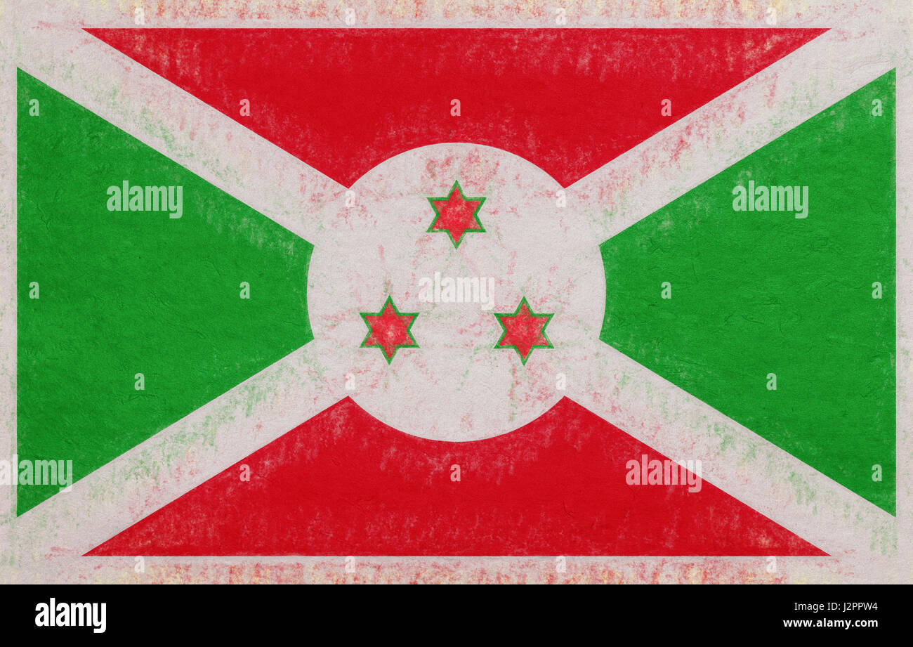 Illustration du drapeau du Burundi avec un look grunge. Banque D'Images