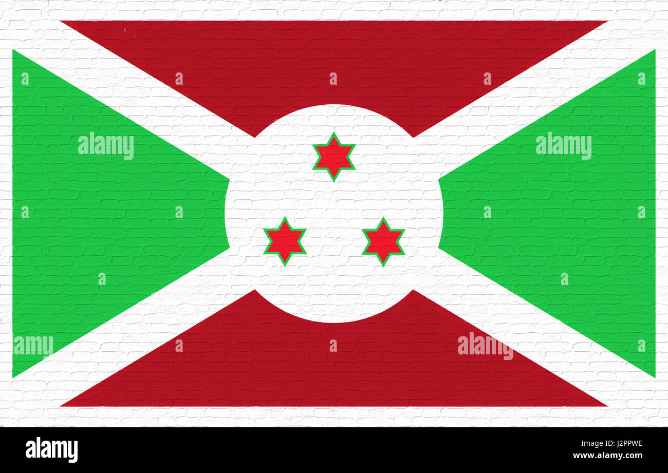 Illustration du drapeau national du Burundi à la recherche comme il est peint sur un mur. Banque D'Images