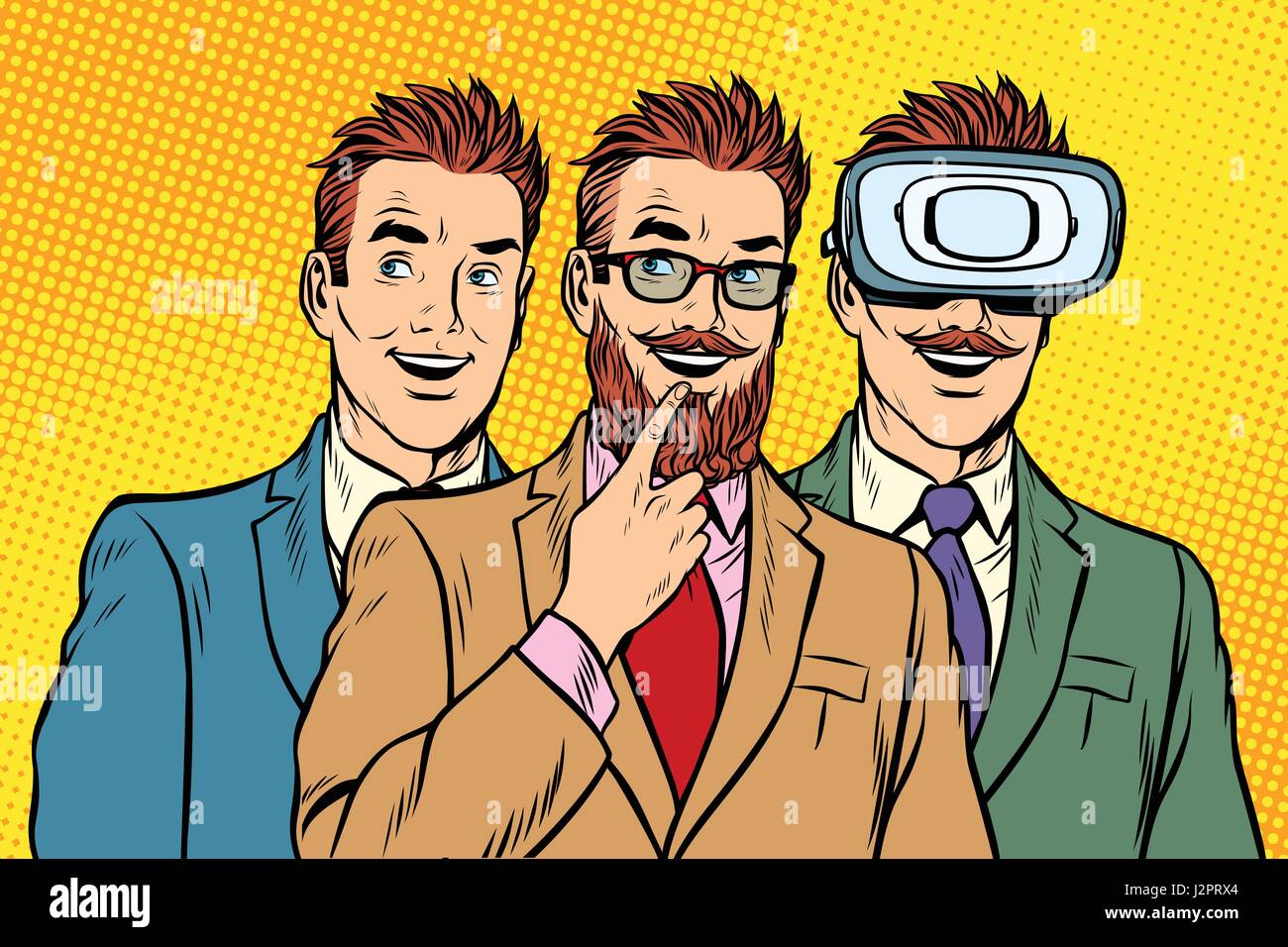 La mode des hommes d'affaires, bande rétro lunettes VR Illustration de Vecteur