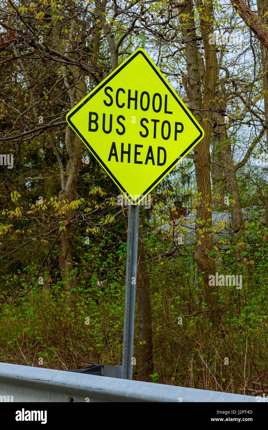 School bus stop signal routier USA outback rural Banque D'Images