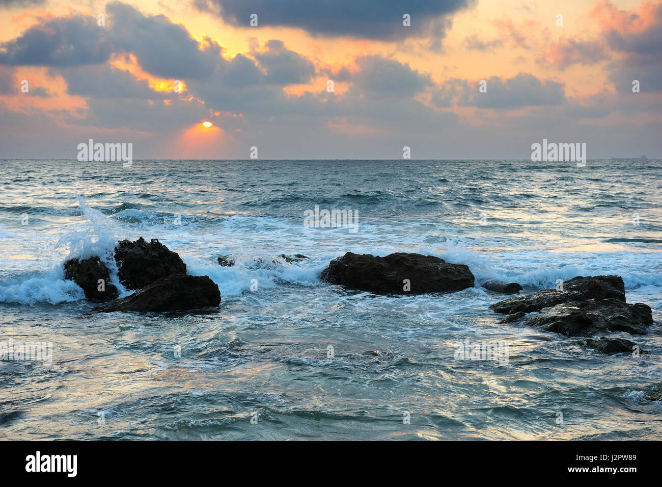 La côte méditerranéenne, dans le sud d'Israël près de la ville d'Ashkelon Banque D'Images