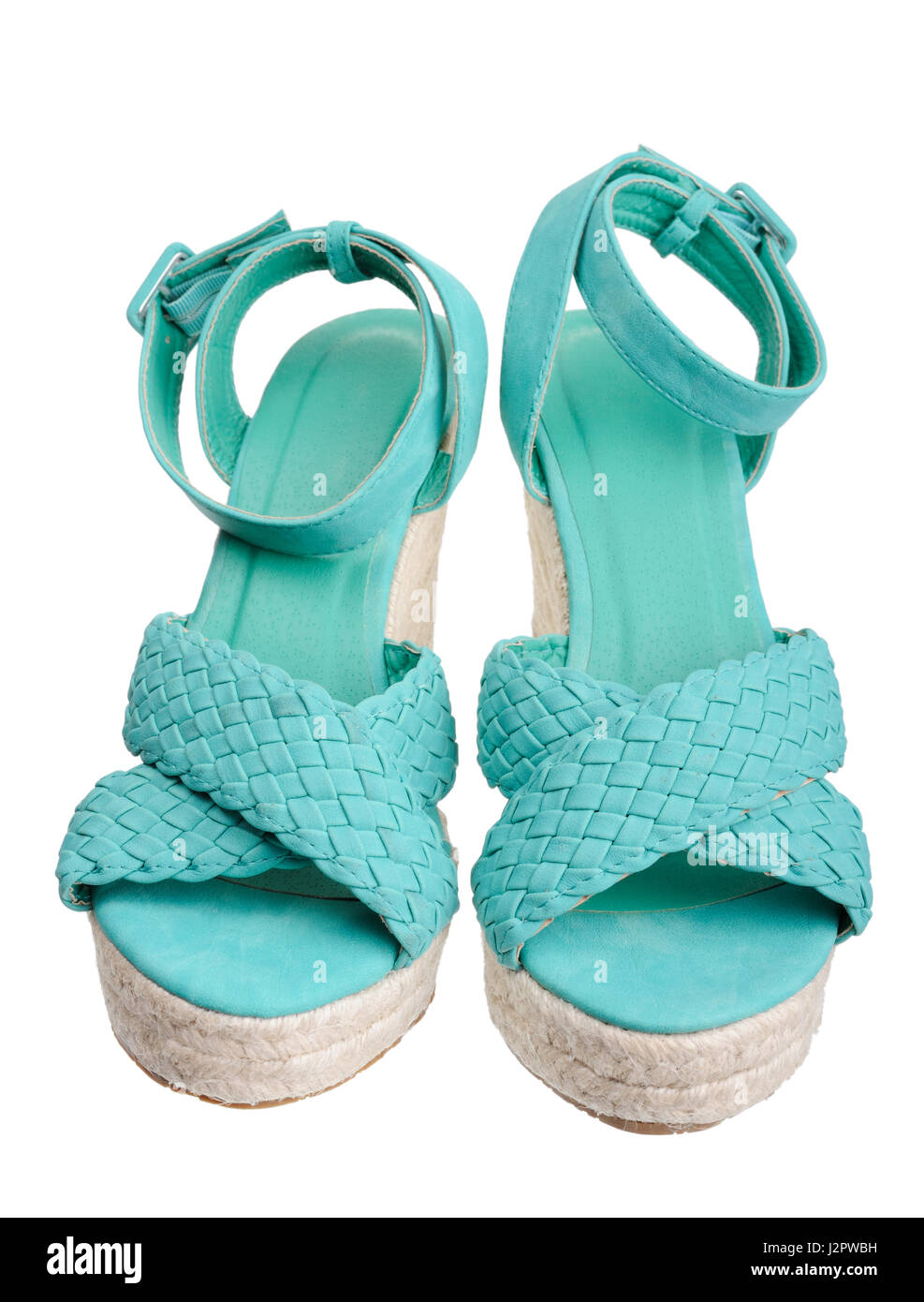 Chaussures en cuir pour femmes, isolé sur un fond blanc. Banque D'Images